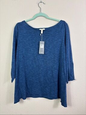 NWT Eileen Fisher denim bateau box top in blue organic linen cotton blend sz 2X